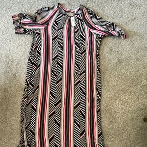 Anthropologie multi color striped short sleeve dress SIZE XL - NWT